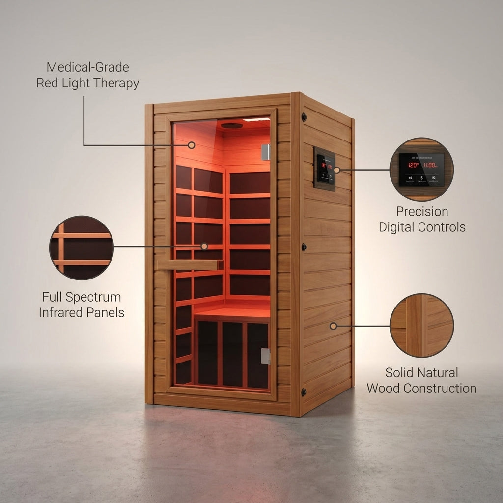 1-Person Full Spectrum Infrared Sauna — infographic
