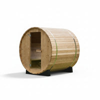 Outdoor Barrel Sauna Built for Relaxation, Thermo Pine Construction, Harvia Electric Heater, 4x6 Feet