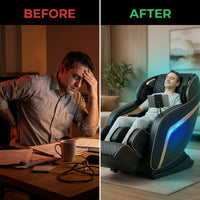 2026 Massage Chair Full Body, Zero Gravity Sl-Track Shiatsu Massage Recliner Chair with Body Scan, 6 Fix Point Rollers,Airbags,Deep Yoga Stretch, Heating Function — Before & After
