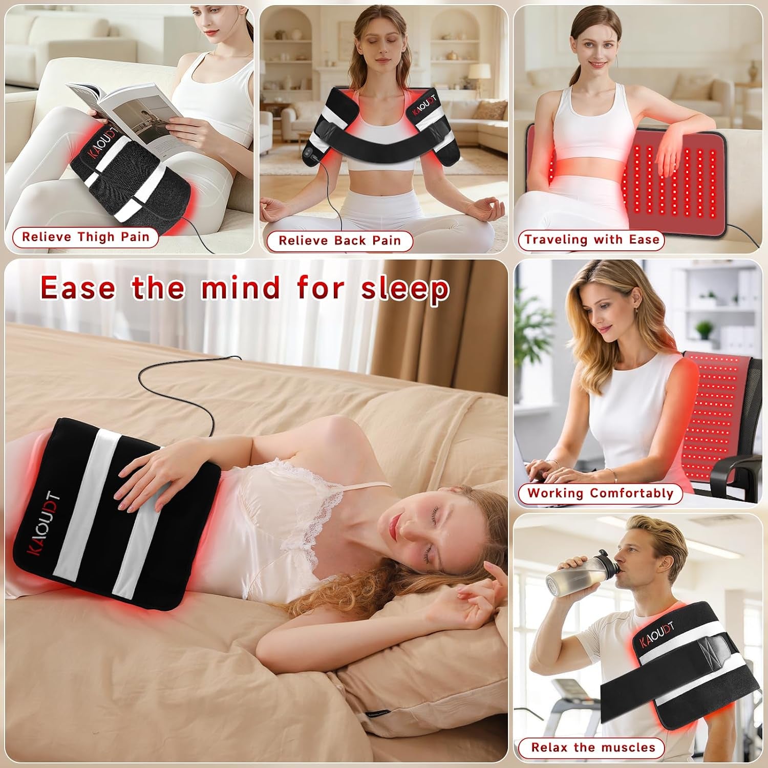 Red Light Therapy Mat for Body, 24" X 12" FSA Eligible HSA Red Light Therapy Pad for Back Pain, 660Nm & 850Nm Infrared Light Belt for Joint/Muscle, Medical-Grade TPU Light Wrap with Timer(Black) | FSA Eligible HSA Red Light Therapy Mat for Body
