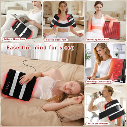 Red Light Therapy Mat for Body, 24" X 12" FSA Eligible HSA Red Light Therapy Pad for Back Pain, 660Nm & 850Nm Infrared Light Belt for Joint/Muscle, Medical-Grade TPU Light Wrap with Timer(Black) | FSA Eligible HSA Red Light Therapy Mat for Body