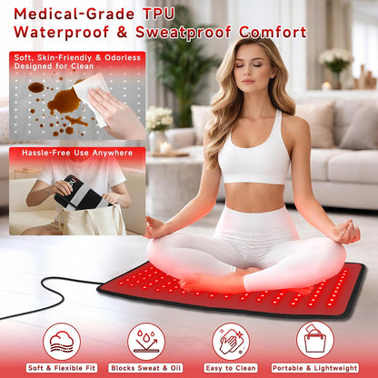 Red Light Therapy Mat for Body, 24" X 12" FSA Eligible HSA Red Light Therapy Pad for Back Pain, 660Nm & 850Nm Infrared Light Belt for Joint/Muscle, Medical-Grade TPU Light Wrap with Timer(Black) | FSA Eligible HSA Red Light Therapy Mat for Body