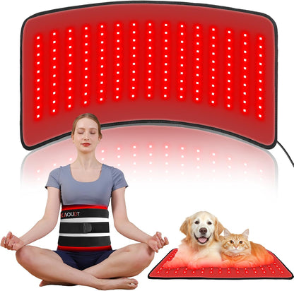 Red Light Therapy Mat for Body, 24" X 12" FSA Eligible HSA Red Light Therapy Pad for Back Pain, 660Nm & 850Nm Infrared Light Belt for Joint/Muscle, Medical-Grade TPU Light Wrap with Timer(Black) | FSA Eligible HSA Red Light Therapy Mat for Body