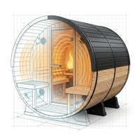 Paxton 4-6 Person Traditional Cedar Outdoor Barrel Sauna with Electric Sauna Heater, Front Porch, Sauna Rocks, Dry Heat, Steam Sauna, LED Lights, Wi-Fi Panel, Sauna Accessories — How It Works