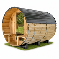 Barrel Sauna Built for Outdoor Wellness, 4-6 Person, Traditional Cedar, 9kW Electric Heater, Wi-Fi Panel
